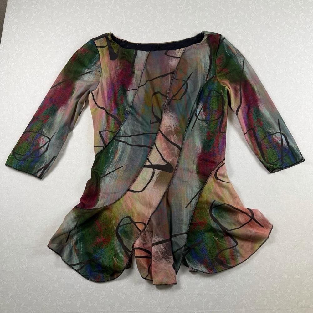 Y2K Fairy Whimsygoth Elena Kattan Abstract Mesh Blouse — Women's Size S
